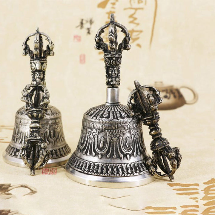Juego de decoración de cobre con Buddha Stones, campana de meditación tibetana y Vajra Dorje