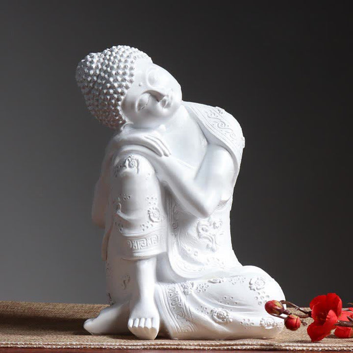 Decoración de estatua de resina de serenidad de Buda meditante tibetano - Blanco - image 5