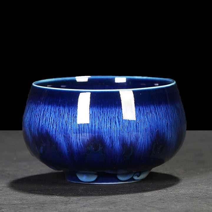 Taza de té de cerámica con cambio de horno de esmalte Jianzhan chino , Buddha Stones, taza de té Tenmoku Kung Fu