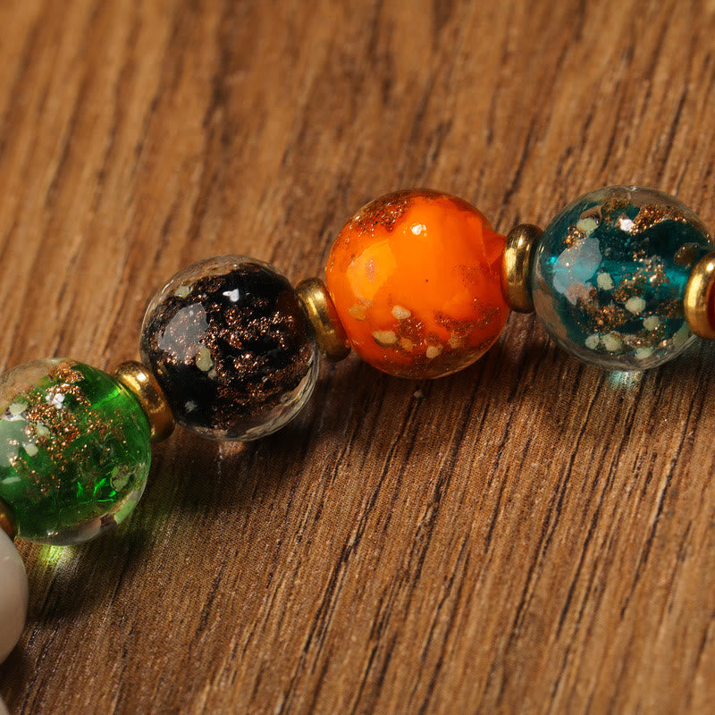 Buddha Stones, incienso tibetano, ceniza de porcelana, luminosa, fluorescente, Liuli, cuentas de cristal, calabaza, moneda de cobre, pulsera de la paz
