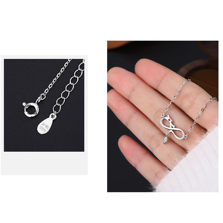 Colgante de plata de ley 999 con Buddha Stones, diseño del año del dragón, con nudo sin fin, colgante de cola