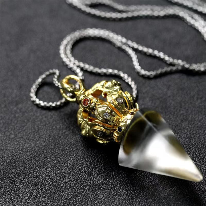 Buddha Stones tibetano Dorje Vajra 4 puntas Lotus Liuli cristal fuerza collar colgante