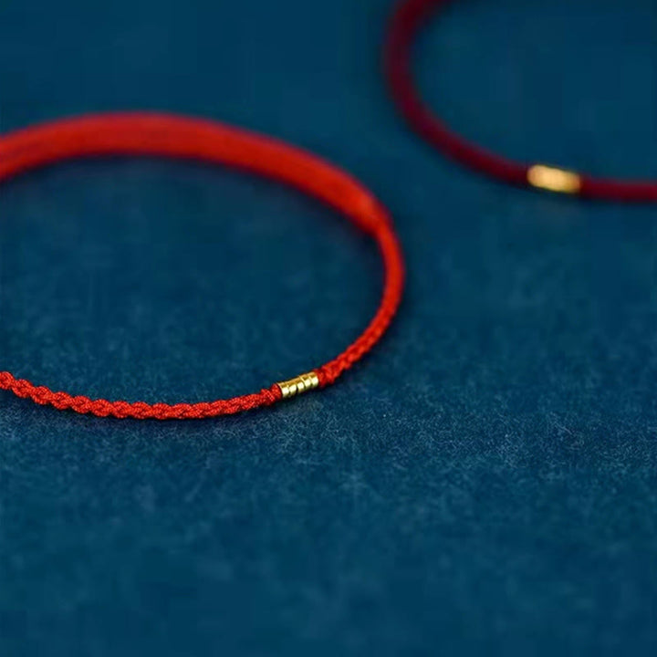 Tobillera de pulsera de hilo trenzado con cuentas doradas de la suerte de plata de ley 925 con Buddha Stones