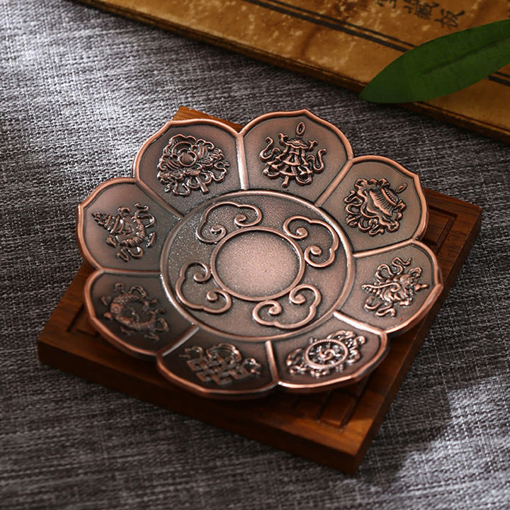 Buddha Stones, loto, dragón, Fénix, ocho símbolos propicios, soporte de varilla de incienso de aleación de Zinc, decoración quemadora de incienso curativo