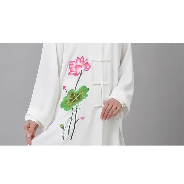 Conjunto de ropa para mujer con diseño de hojas y flores de loto y piedras de Buddha Stones para meditación, tai chi, oración y práctica espiritual zen - image 18