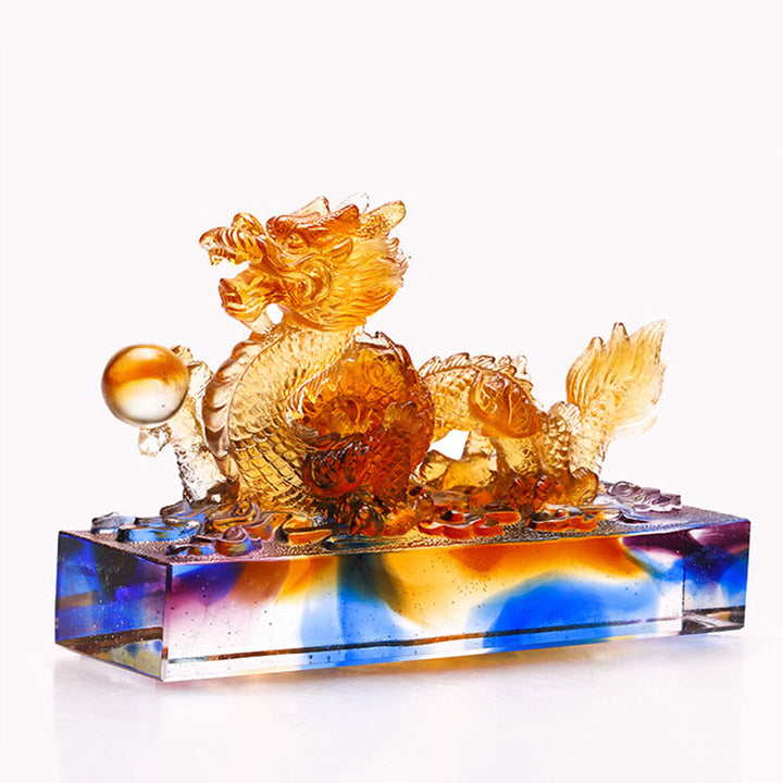Buddha Stones hechas a mano, dragón multicolor Liuli, pieza de arte con cristal, protección, decoración para el hogar y la Oficina - image 2