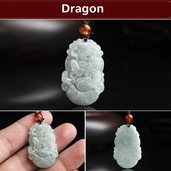 Collar con colgante de éxito del zodiaco chino con Buddha Stones de jade natural 12 - Dragón - image 30