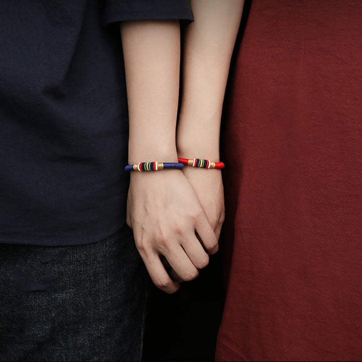 Pulsera de cuerda trenzada de la suerte de cinco elementos con nudo King Kong colorido hecho a mano tibetano con Buddha Stones