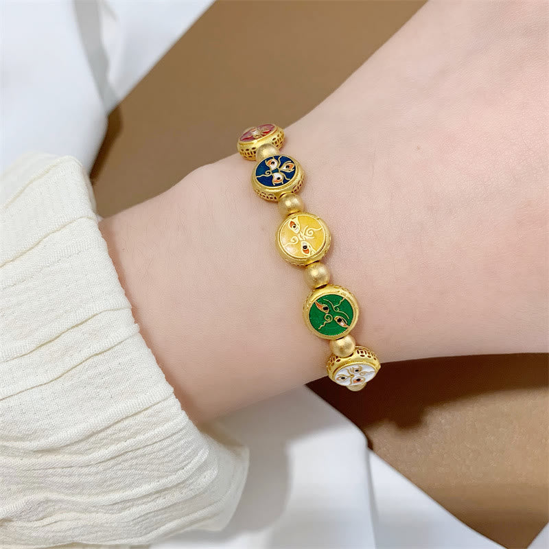 Pulsera de la suerte con cuentas de cobre, cinco dioses tibetanos de la riqueza , Buddha Stones