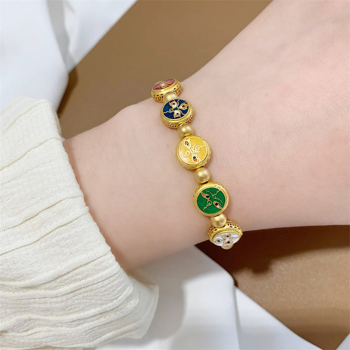 Pulsera de la suerte con cuentas de cobre, cinco dioses tibetanos de la riqueza , Buddha Stones