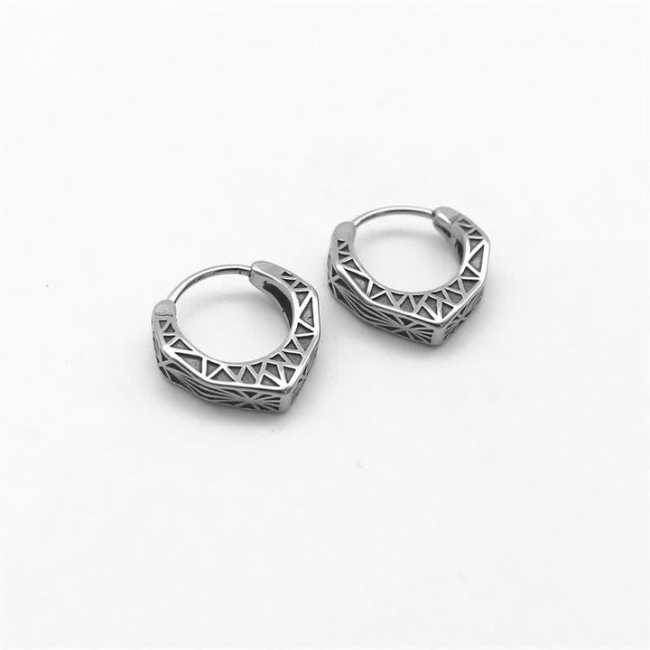 Pendientes de equilibrio de acero y titanio con aro vikingo - image 8