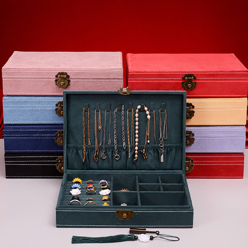 Caja organizadora de joyería de diseño Simple con Buddha Stones, caja de almacenamiento de joyería de franela de una sola capa con cerradura - image 12