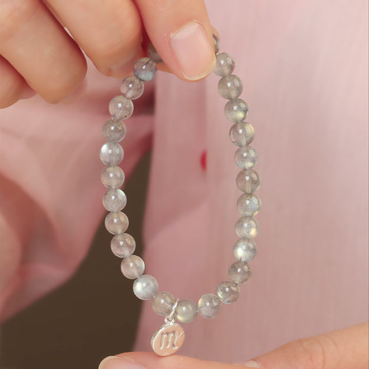 Pulsera con Encanto 12 Constelaciones del Zodíaco Piedra Lunar