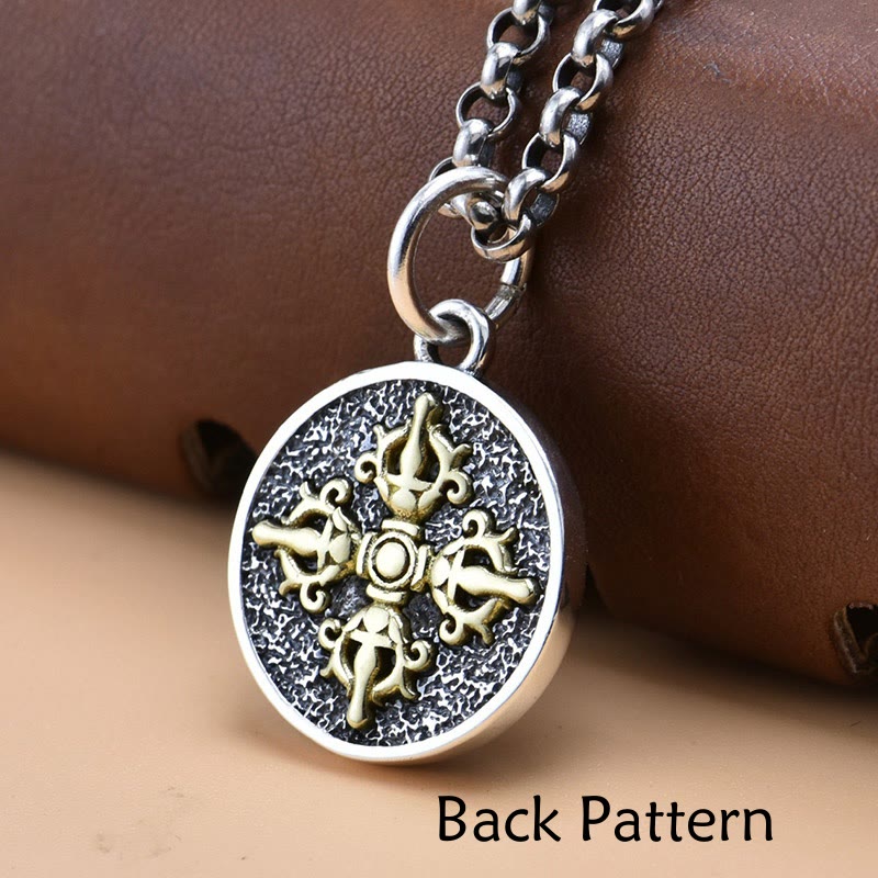 Collar con colgante espiritual de plata de ley 925 con Buddha Stones Zakiram, diosa de la riqueza, Dorje Vajra