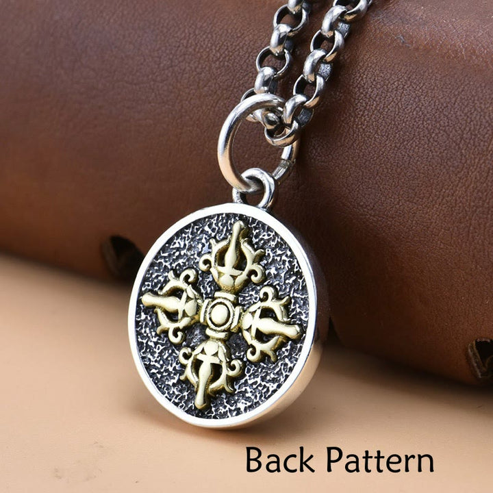 Collar con colgante espiritual de plata de ley 925 con Buddha Stones Zakiram, diosa de la riqueza, Dorje Vajra