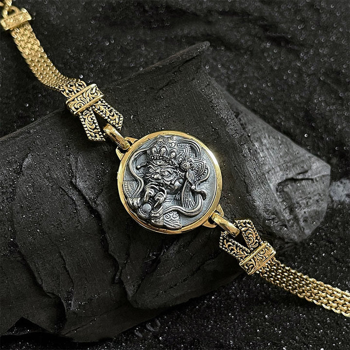 Pulsera de protección de bendición de la diosa de la riqueza Zakiram de plata de ley 925 tibetana con Buddha Stones