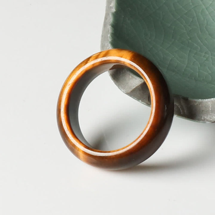 Anillo de protección de fuerza de piedra de ojo de tigre de Buddha Stones