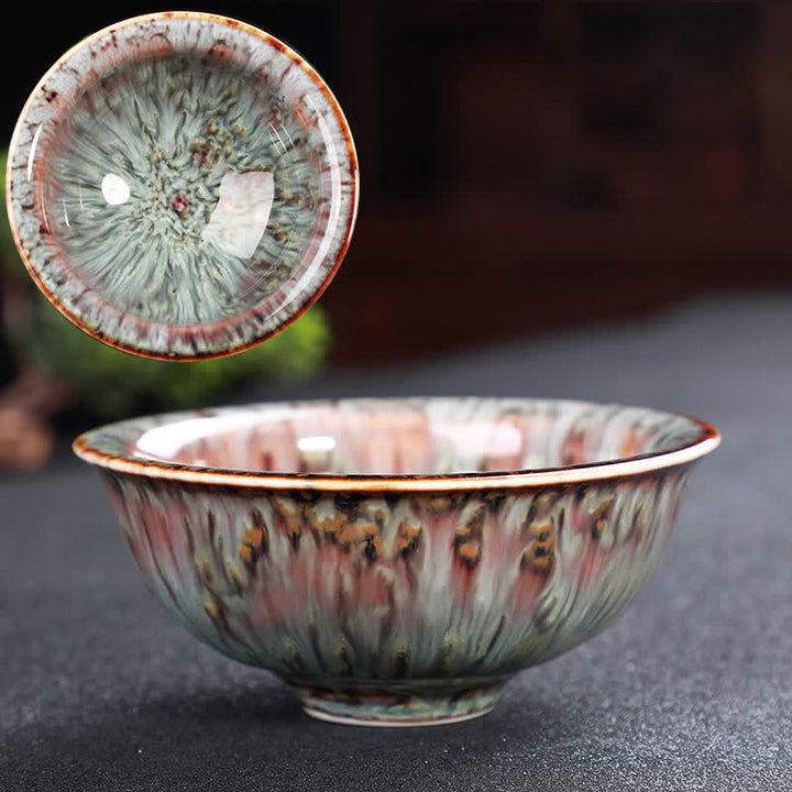 Tazas de té de cerámica coloridas con Buddha Stones para el hogar y la oficina
