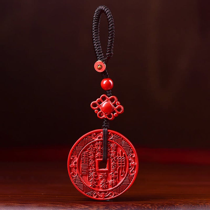 Buddha Stones cinabrio Natural fantasmas de montaña gastar dinero Bagua bendición collar colgante llavero
