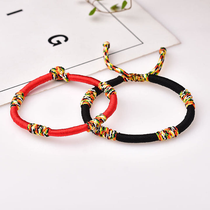 Pulsera de cuerda trenzada de protección de la suerte con nudo King Kong colorido hecho a mano tibetano con Buddha Stones