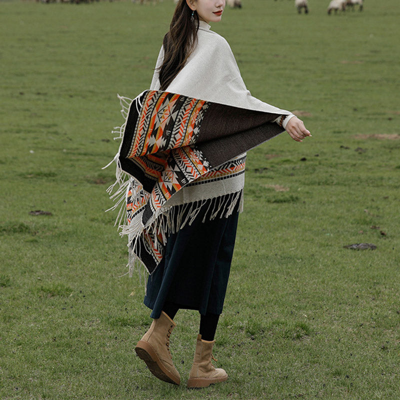 Mantón tibetano de Buddha Stones, geometría colorida, bufanda de viaje acogedora para invierno