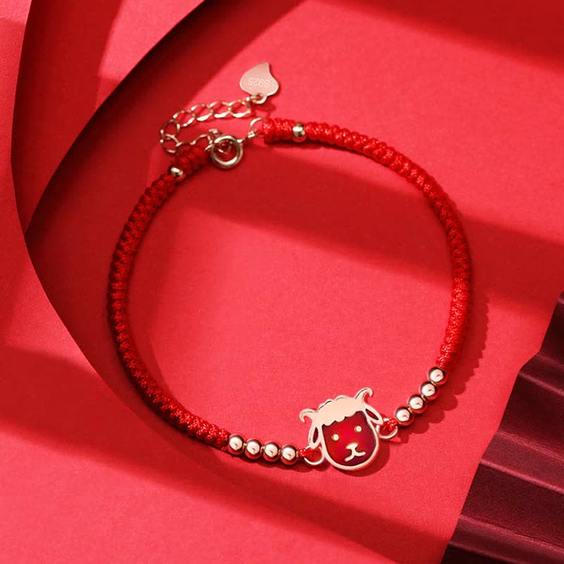 Pulsera de hilo rojo con Buddha Stones de plata de ley 925, zodíaco chino, suerte, fe, decoloración - Cabra (circunferencia de la muñeca 15-18 cm) - image 15