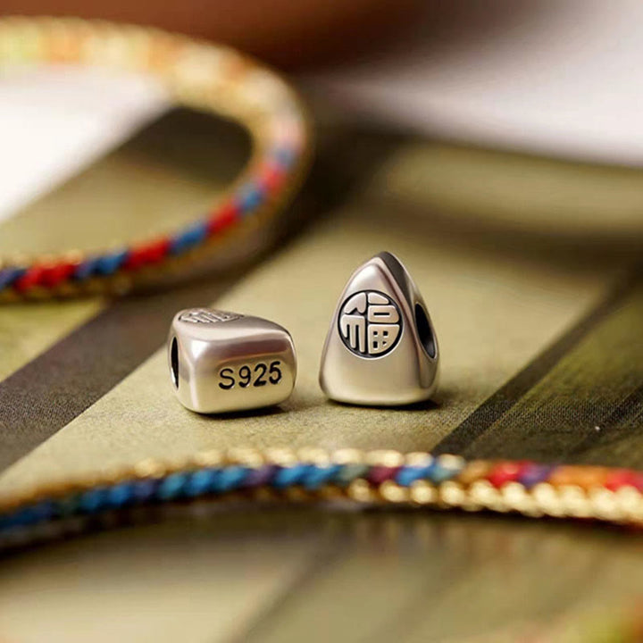 Pulsera trenzada hecha a mano con diseño de personaje Fu Zongzi de plata de ley 925 con Buddha Stones