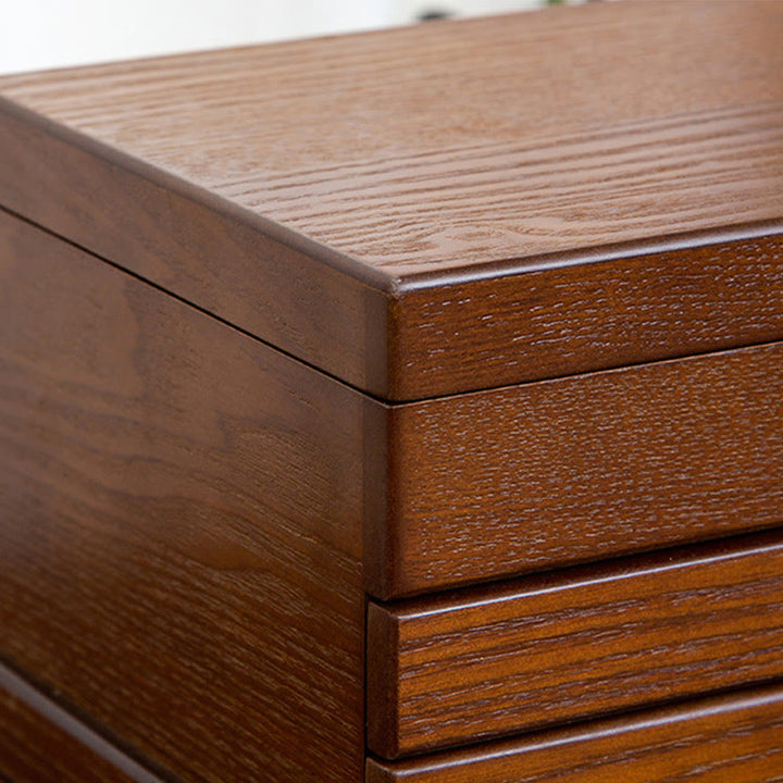 Caja de joyería de madera retro con Buddha Stones, caja de almacenamiento de joyas de tres capas