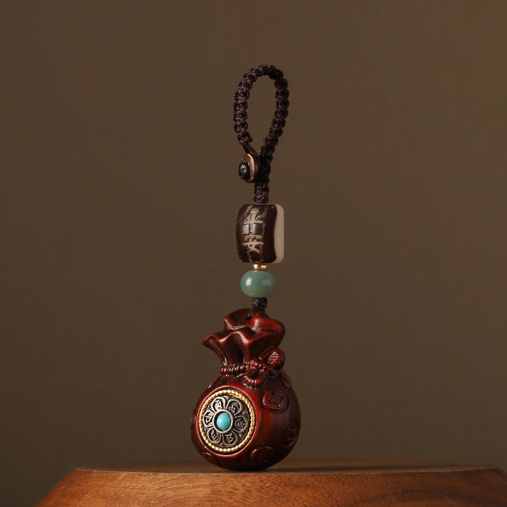 Buddha Stones, hoja pequeña, sándalo rojo, sándalo verde, bolsa de dinero, Om Mani Padme Hum, protección giratoria, decoración colgante