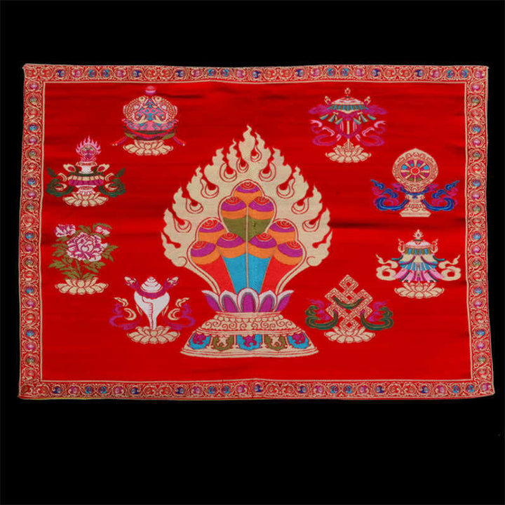 Tapete para altar de oración, meditación curativa, tapete con 8 símbolos auspiciosos