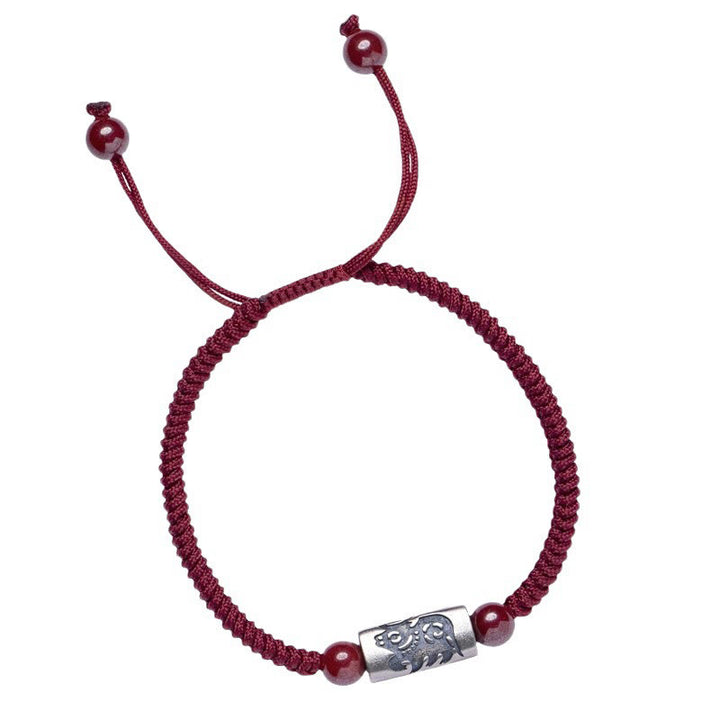 Pulsera de hilo de cinabrio del zodíaco chino de plata de ley 925 con Buddha Stones