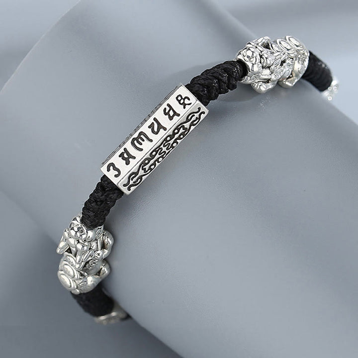 Pulsera de cuerda Om Mani Padme Hum con moneda de cobre Feng Shui doble de piedras de Buddha Stones - image 1