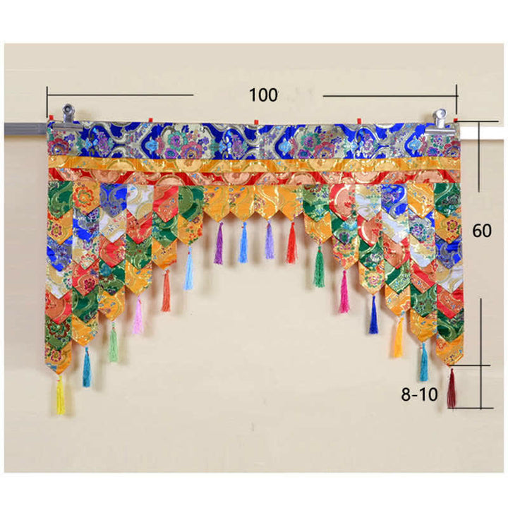 Cortina colgante tibetana de cinco colores, cortina de meditación curativa para altar de oración