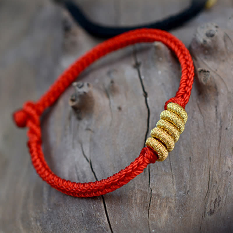 Pulsera de cuerda trenzada de fuerza de la suerte anudada china de diseño simple hecha a mano