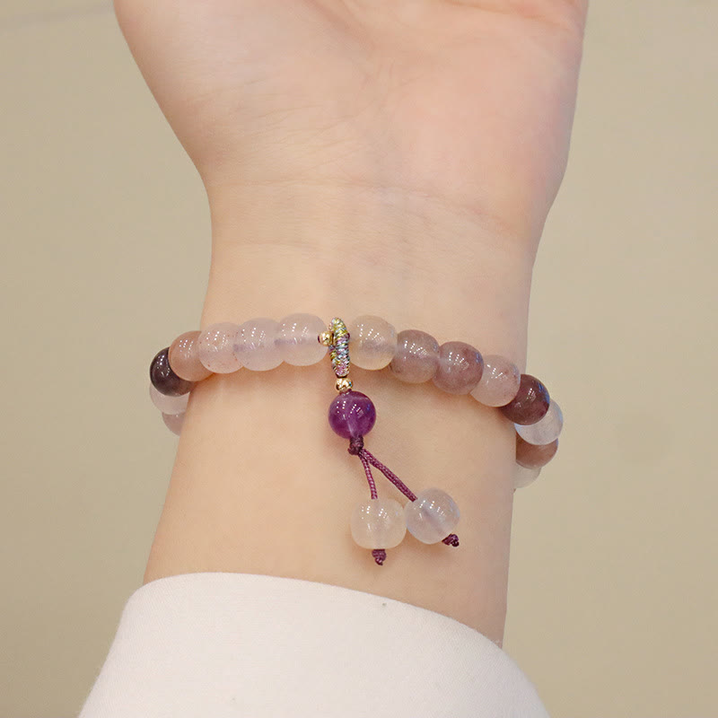 Pulsera de la riqueza del encanto del grano de la flor violeta del jade de la seda dorada púrpura natural de las Buddha Stones