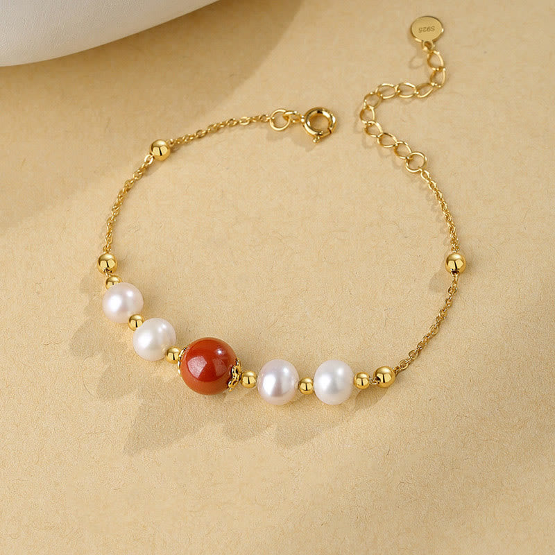Pulsera de cadena de cuentas curativas de cinabrio y perlas de plata de ley 925 con Buddha Stones