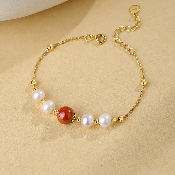 Pulsera de cadena de cuentas curativas de cinabrio y perlas de plata de ley 925 con Buddha Stones
