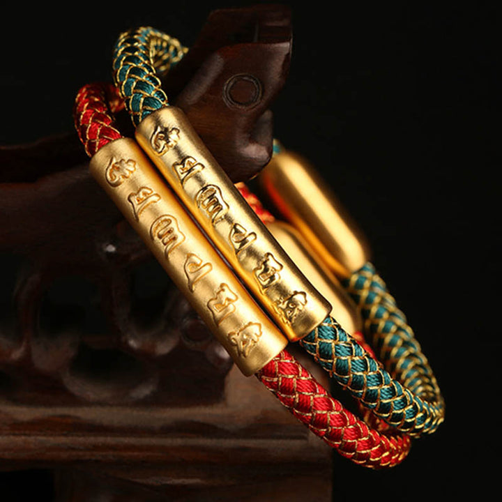 Pulsera con hebilla magnética trenzada a escala de dragón con protección Om Mani Padme Hum de plata de ley 999 hecha a mano con Buddha Stones