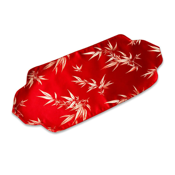 Tapete para taza con bordado de brocado de flor de ciruelo de bambú, posavasos para taza de té, Buddha Stones, ola de mar, tapete para té Kung Fu