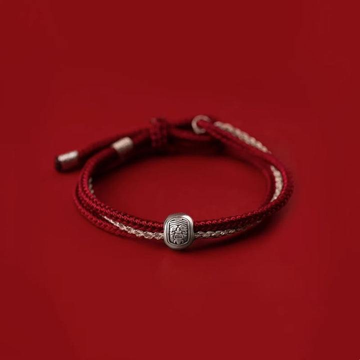 Pulsera de cuerda de la suerte de la diosa de la riqueza Zakiram tibetana de plata de ley 925 con Buddha Stones