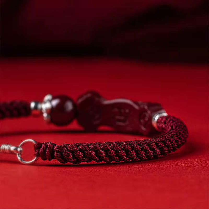 Pulsera trenzada de cinabrio PiXiu hecha a mano con Buddha Stones