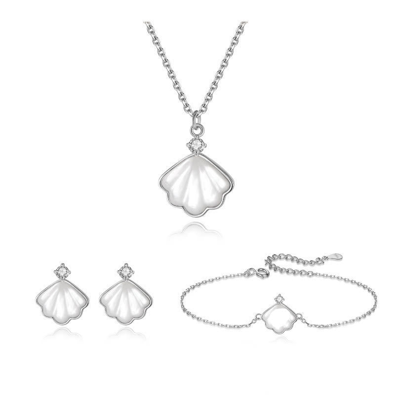 Juego de joyas de plata de ley 925 con Buddha Stones, concha de piedra Tridacna, colgante, pulsera, pendientes