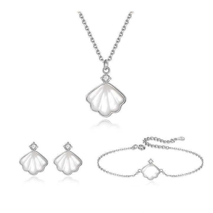 Juego de joyas de plata de ley 925 con Buddha Stones, concha de piedra Tridacna, colgante, pulsera, pendientes