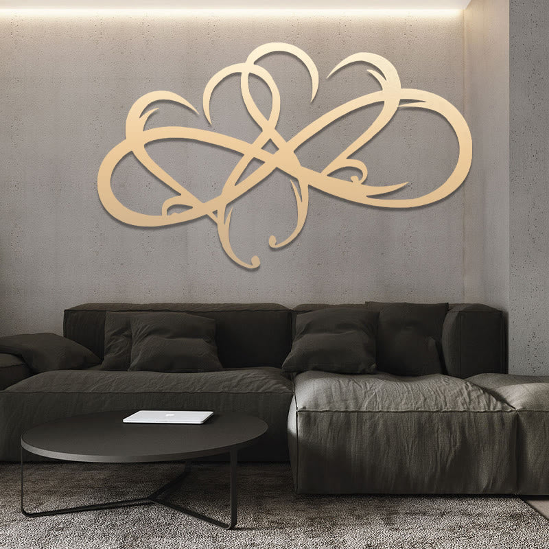 Buddha Stones doble infinito corazón metal signo familia arte de pared