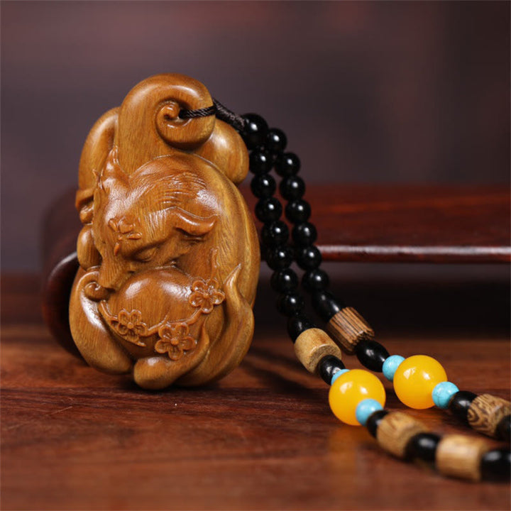 Mini zorro de nueve colas con Buddha Stones y sándalo verde, decoración de paz para coche. - image 7