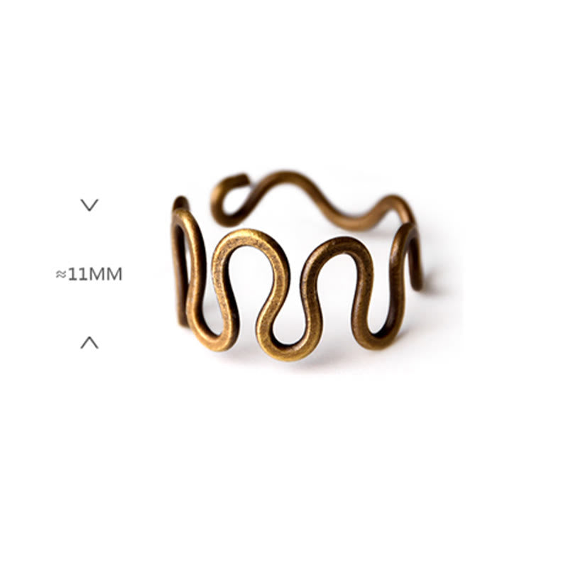 Anillo ajustable de cobre con diseño de latón curvado simple con Buddha Stones
