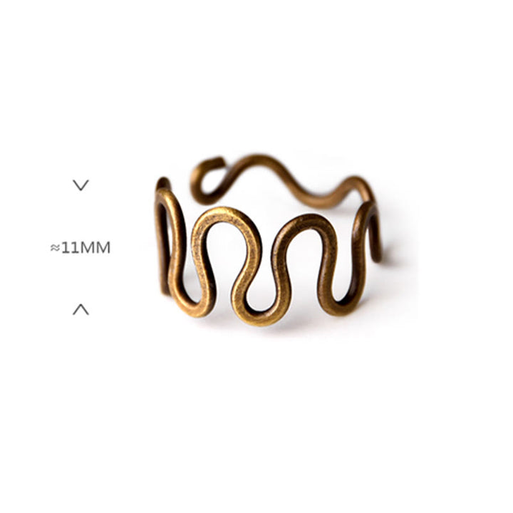 Anillo ajustable de cobre con diseño de latón curvado simple con Buddha Stones