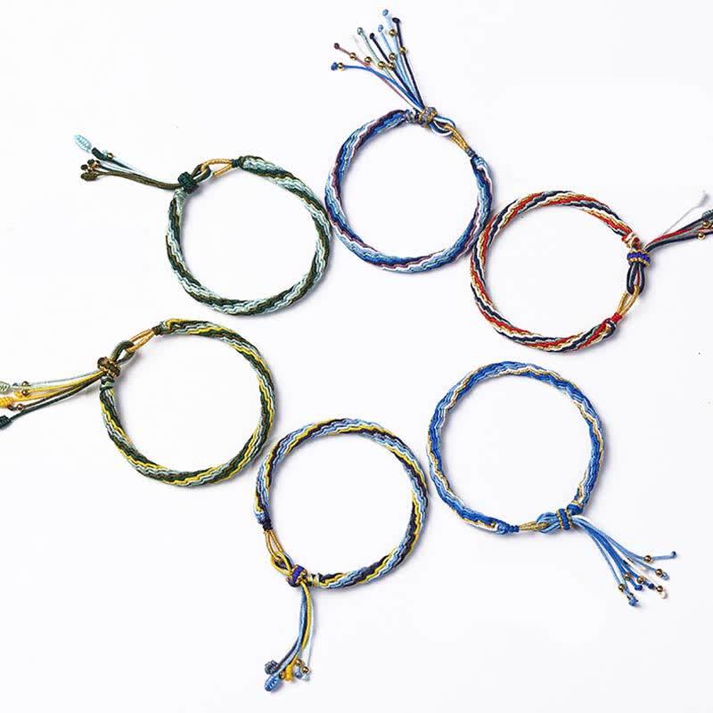 Pulsera trenzada de protección de cuerda de suerte con nudo de reencarnación