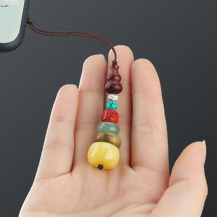 Calabaza de madera de ébano y sándalo verde, pagoda de siete capas, decoración positiva para colgar en el teléfono