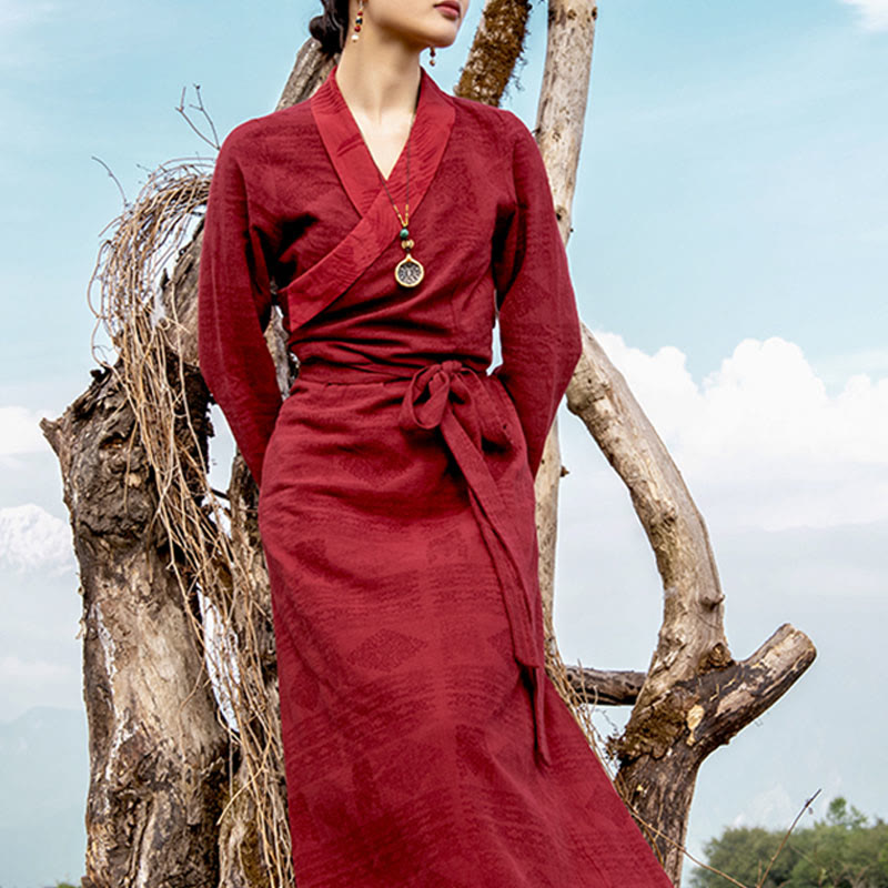 Vestido tibetano con Buddha Stones, vestido largo de Lhasa, vestido largo, ropa de mujer